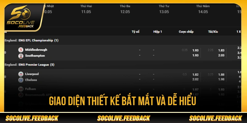 Socolive - Trực Tiếp Bóng Đá Không Giật Lag, Link Mới thetabox.io Giao diện Socolive giúp người xem dễ tra cứu trận đấu